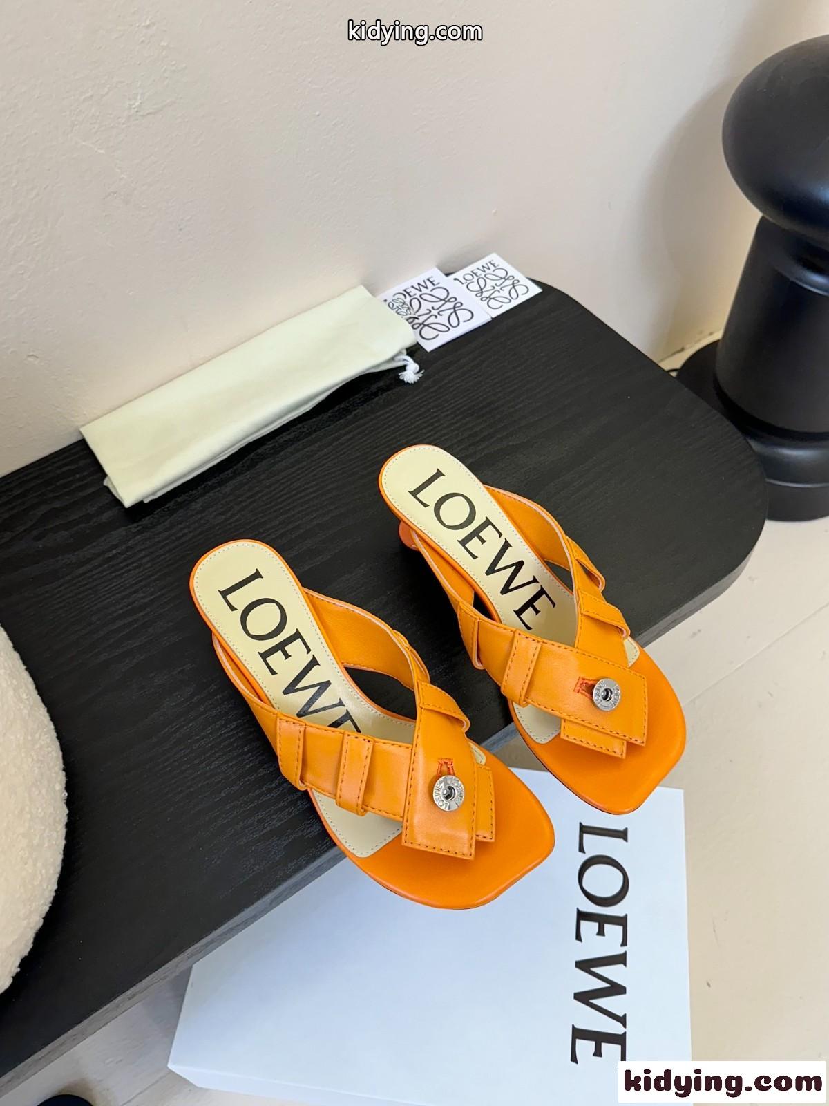 大人気 ロエベ トイ パンタ トゥポスト ヒールサンダル スーパーコピー オレンジ-2
