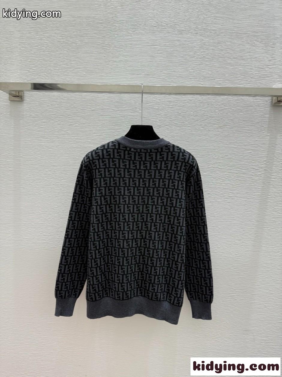 FFロゴ クルーネック カーディガン フェンディ ニット 偽物 ウール-2