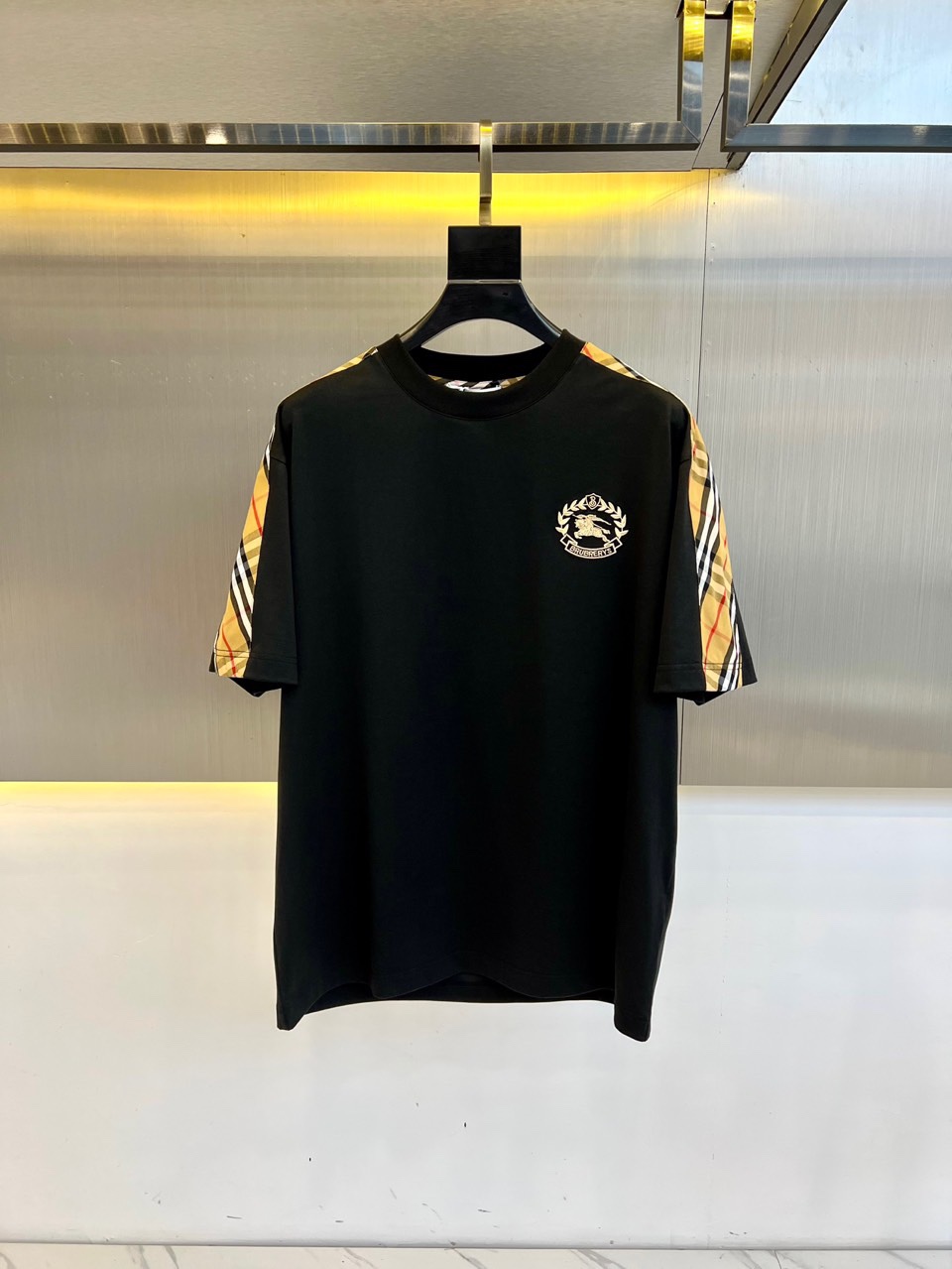 カジュアル コットン クルーネック Tシャツ バーバリー 半袖Tシャツ コピー ブラック-0