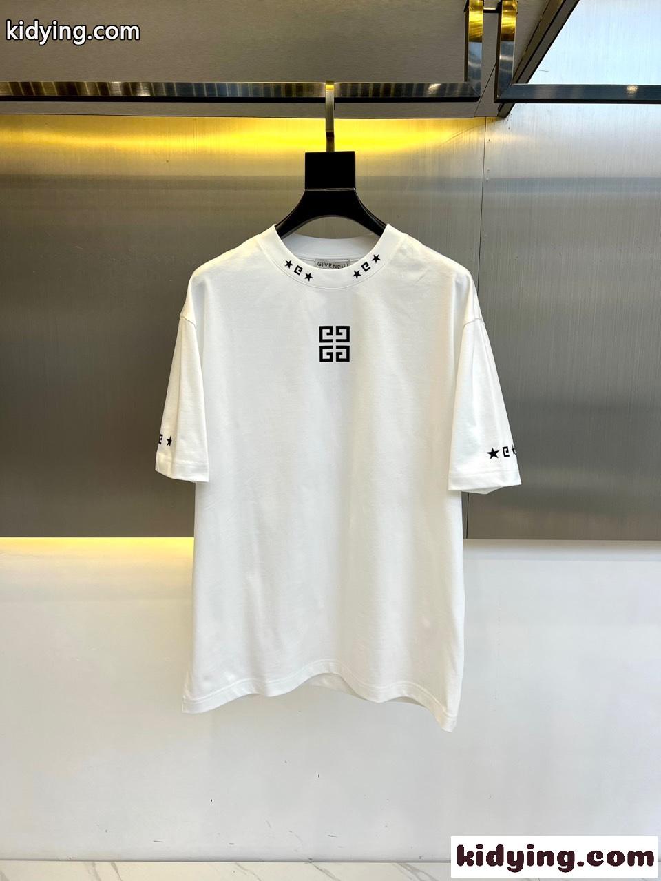 シンプル カジュアル クルーネック 半袖Tシャツ ジバンシィ Tシャツ 偽物 ホワイト-0