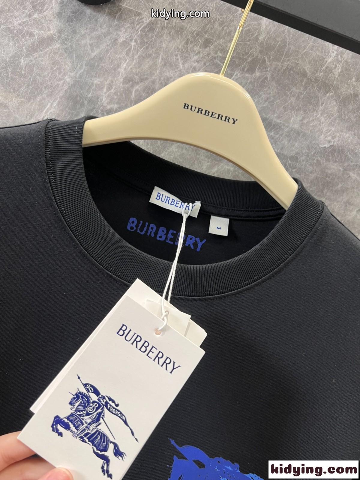 ユニセックス EKD コットンTシャツ バーバリー 半袖Tシャツ コピー ブラック-4