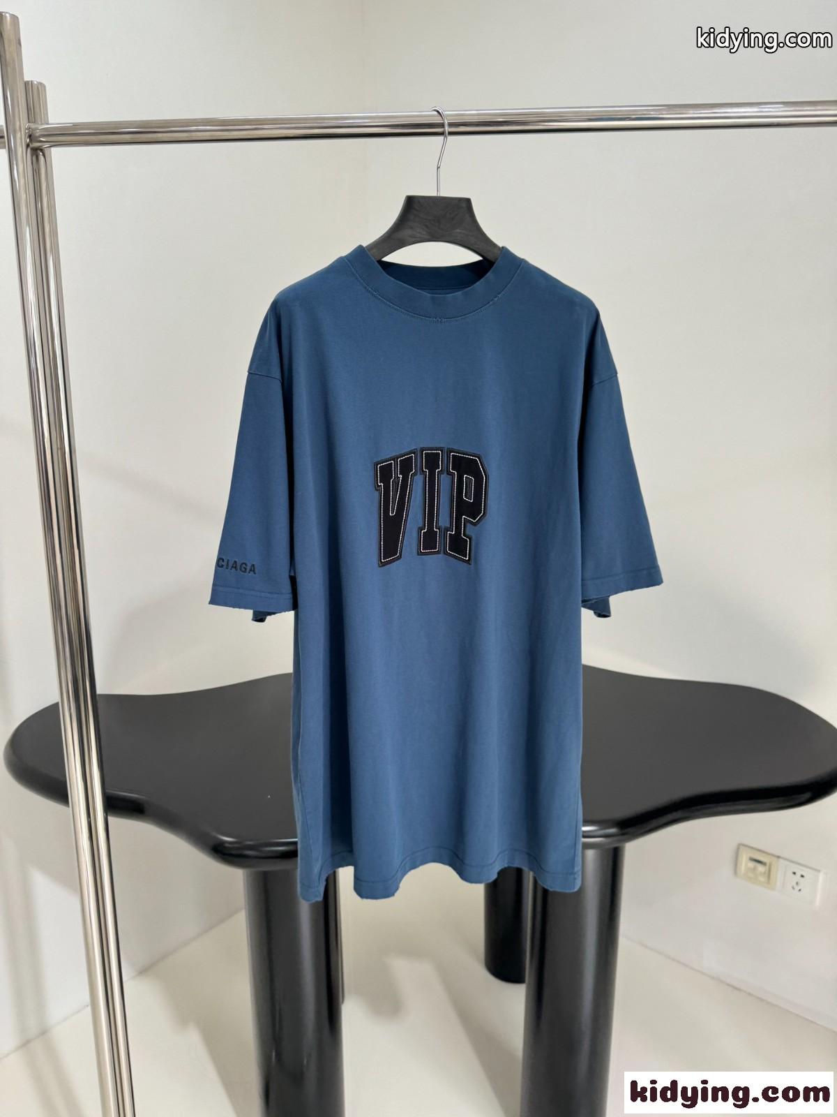 ユニセックス バレンシアガ Tシャツ コピー オーバーサイズ 半袖Tシャツ ブルー-0