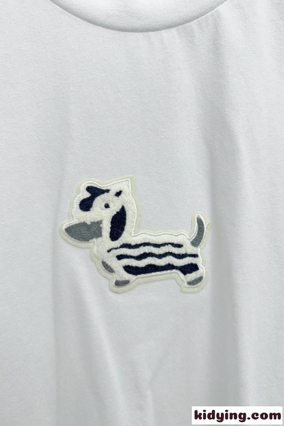 シンプル 可愛い ヘクター クルーネック 半袖Tシャツ トムブラウン Tシャツ 偽物 ホワイト-4