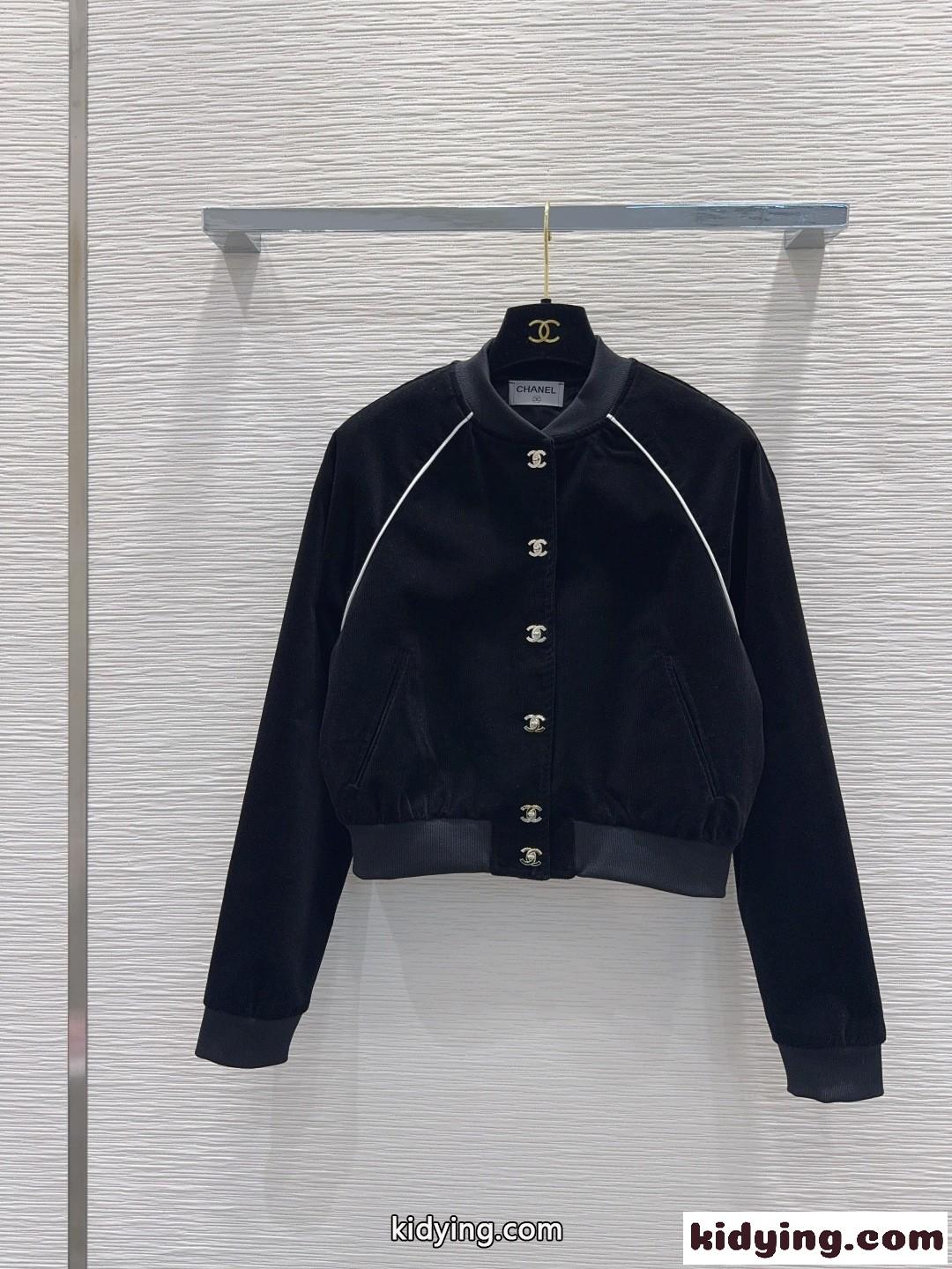 カジュアル コーデュロイ ショート丈ジャケット シャネル ジャケット コピー ブラック-0