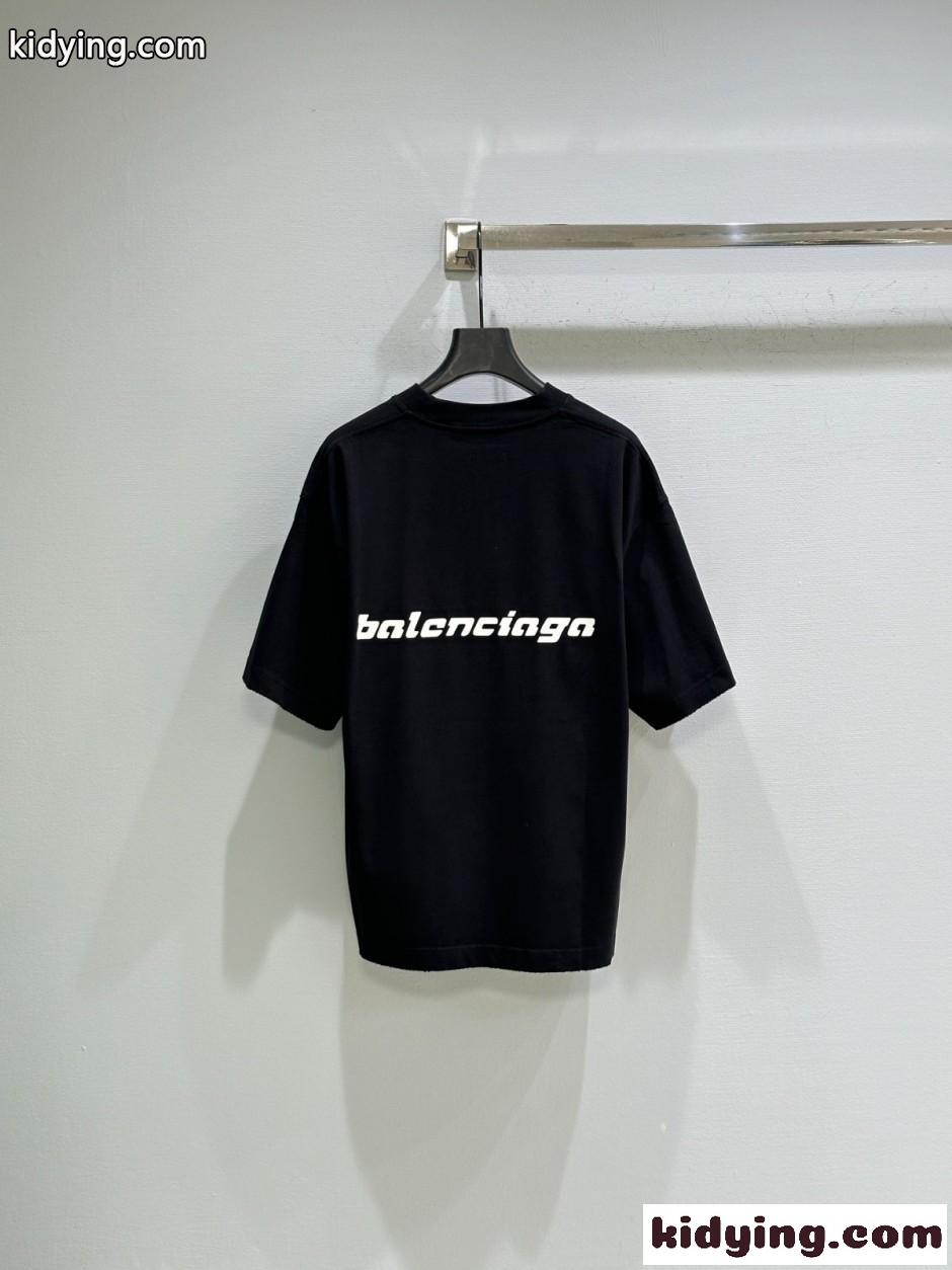 定番 ロゴ コットン 半袖Tシャツ バレンシアガ Tシャツ コピー ブラック-3