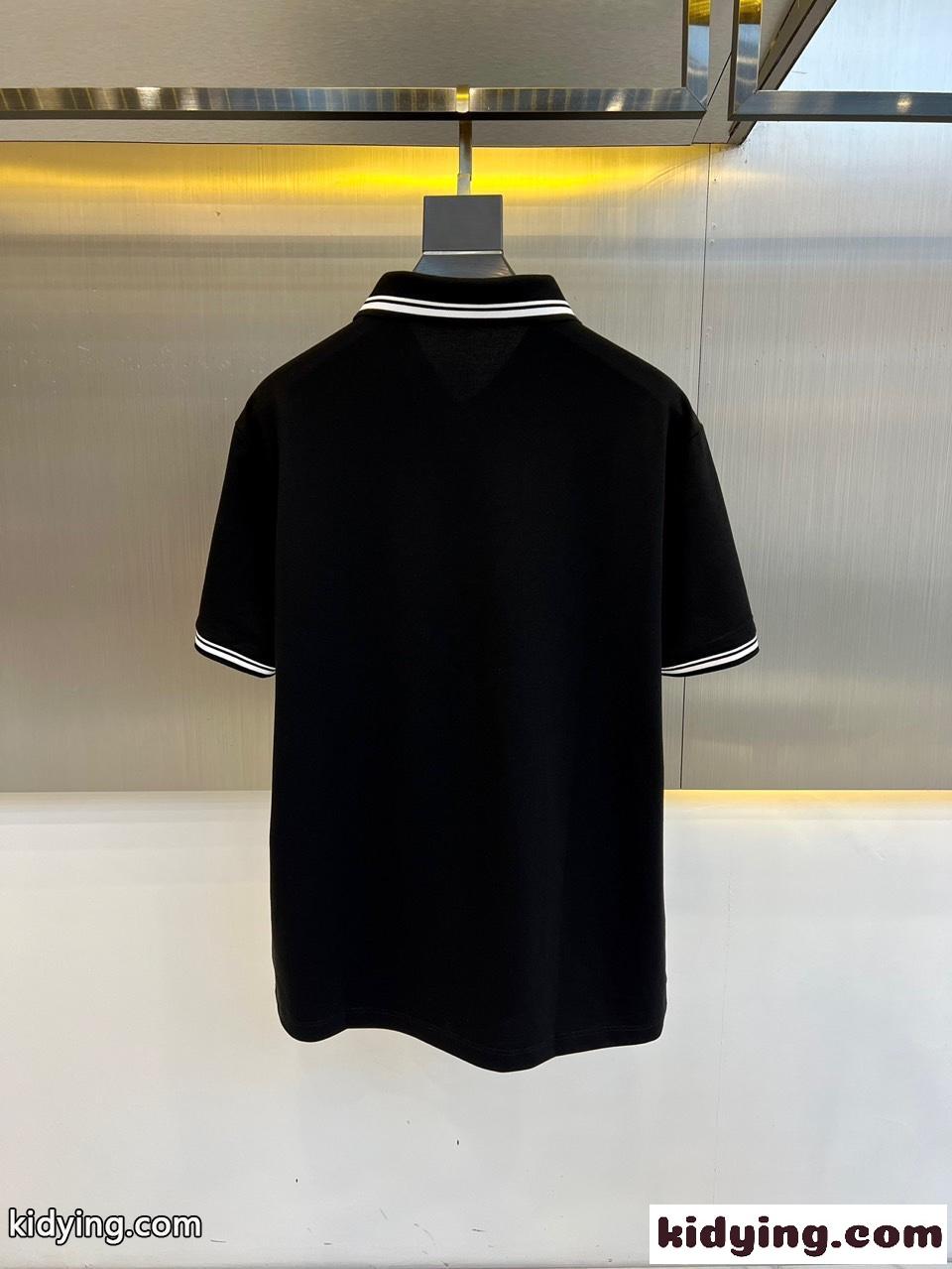 カジュアル 定番 コットンピケ ポロシャツ ドルチェ&ガッバーナ 半袖Tシャツ コピー ブラック-4