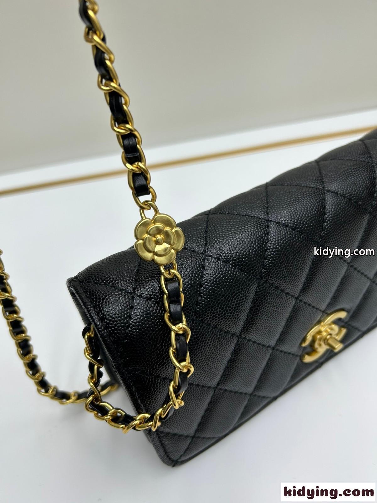 シャネル バッグ コピー 23K カメリア チェーン クラッチ ブラック-3