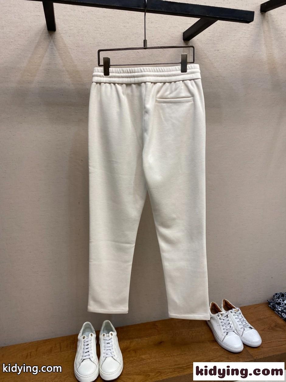 シンプル カジュアル スウェットパンツ エルメネジルド・ゼニア パンツ 偽物 アイボリー-2