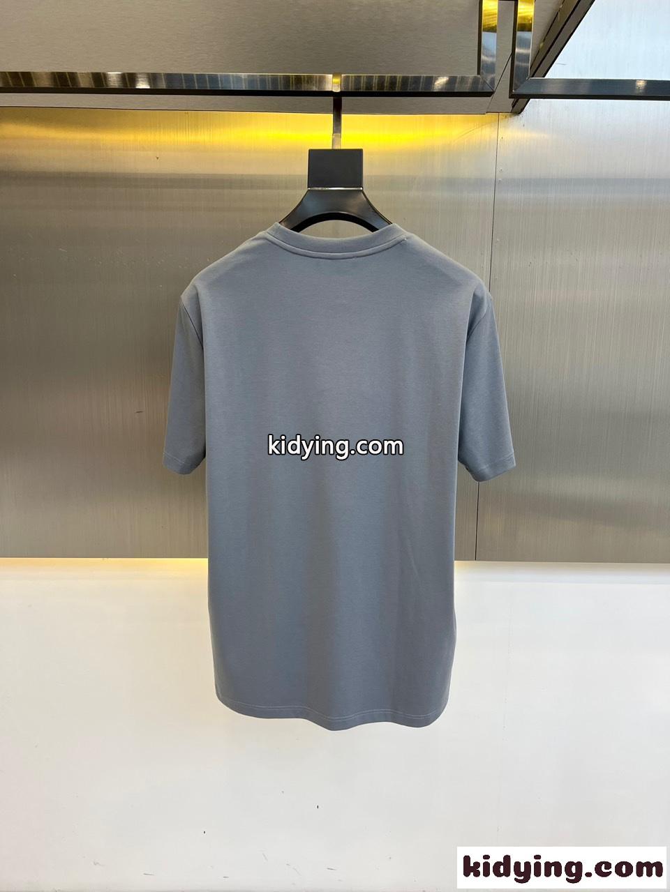 シンプル 上品 コットン クルーネック エルメス Tシャツ 偽物 半袖トップス グレー-3