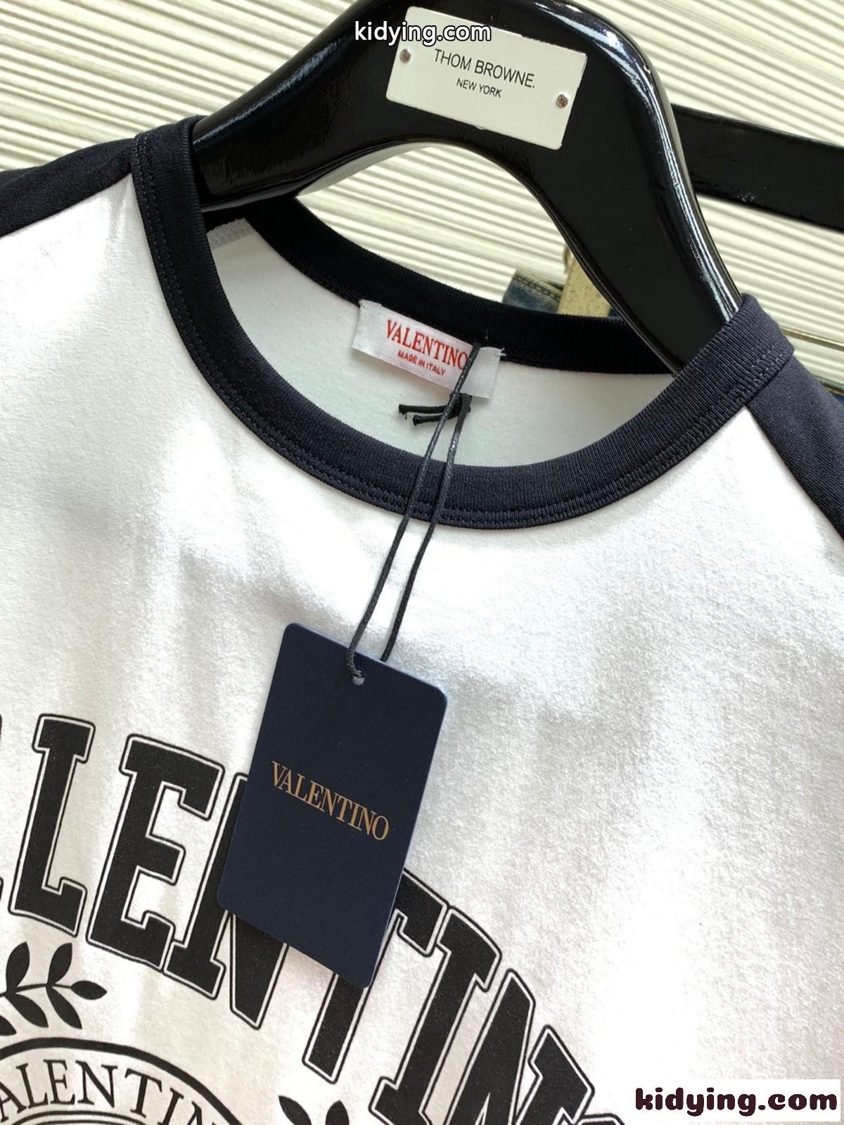 メゾン プリント クルーネック コットン 半袖Tシャツ ヴァレンティノ Tシャツ コピー ユニセックス-1
