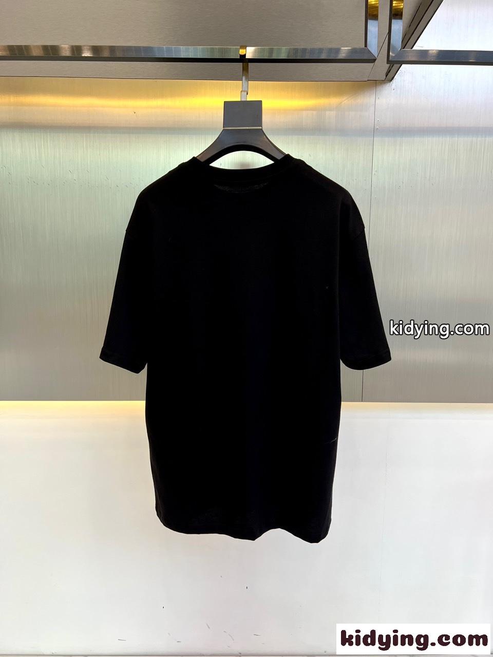 カジュアル ゆったり クルーネック ロゴ 半袖 バーバリー Tシャツ コピー ブラック-4
