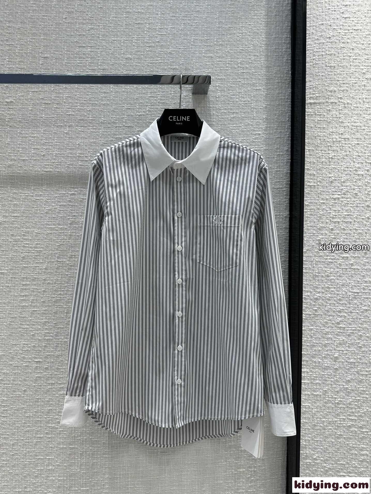 おしゃれ ストライプ オーバーサイズシャツ セリーヌ シャツ コピー ロングスリーブ-1