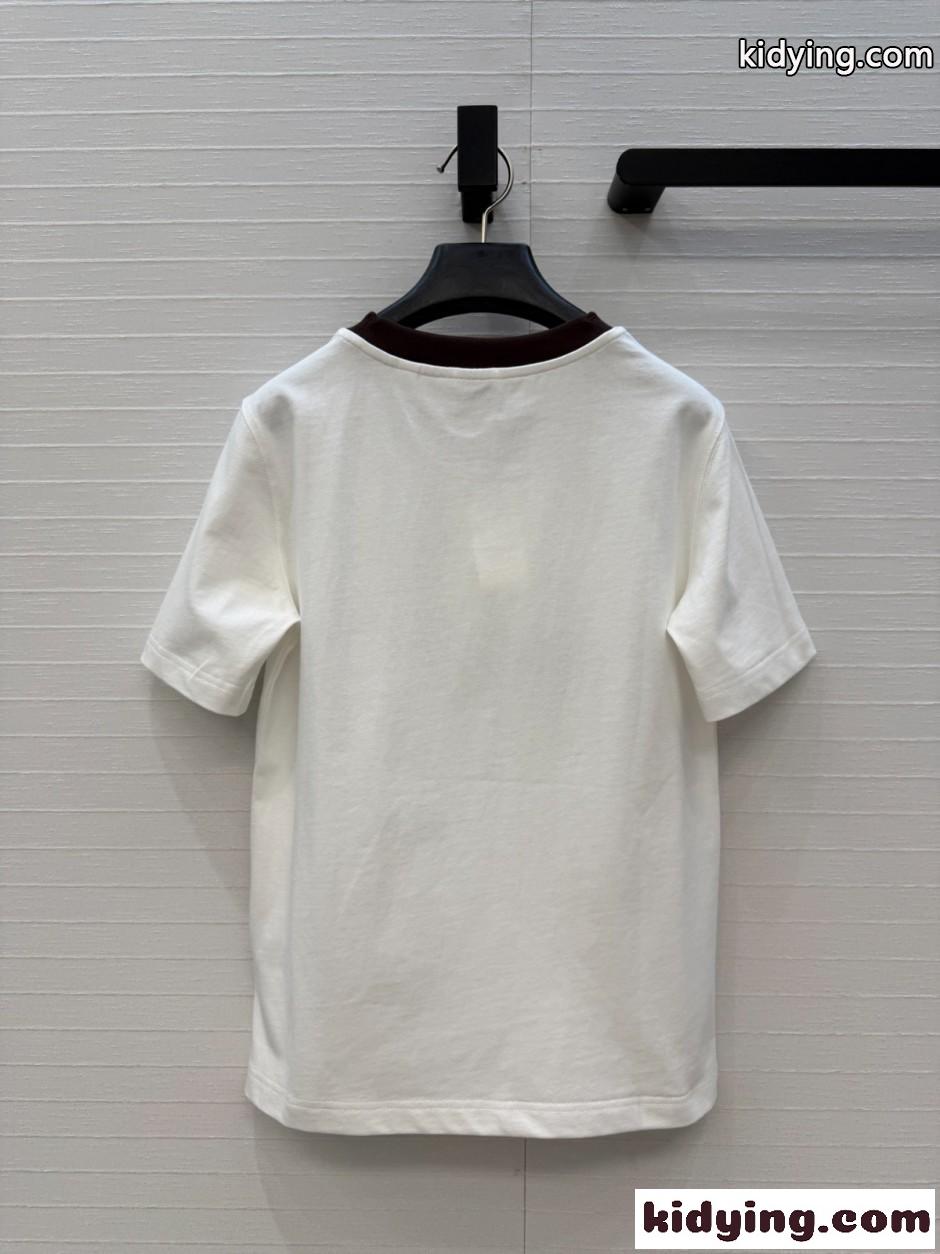 デイジー コットン 半袖Tシャツ バーバリー Tシャツ 偽物 ホワイト-3