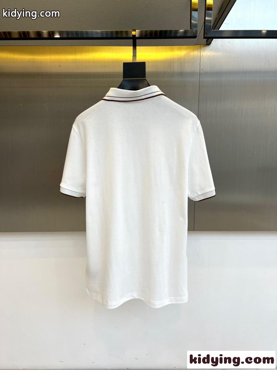 定番 カジュアル コットン 半袖 ポロシャツ エルメネジルド・ゼニア Tシャツ 偽物 ホワイト-3