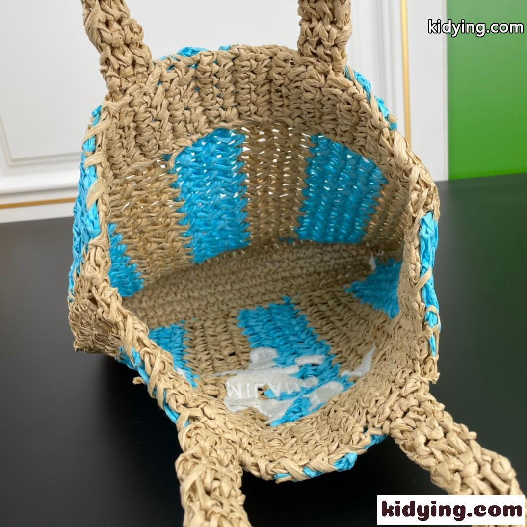 おしゃれ プラダ バッグ コピー 人気 新作 ロゴ 刺繍 夏らしい ラフィア レディース トートバッグ-4
