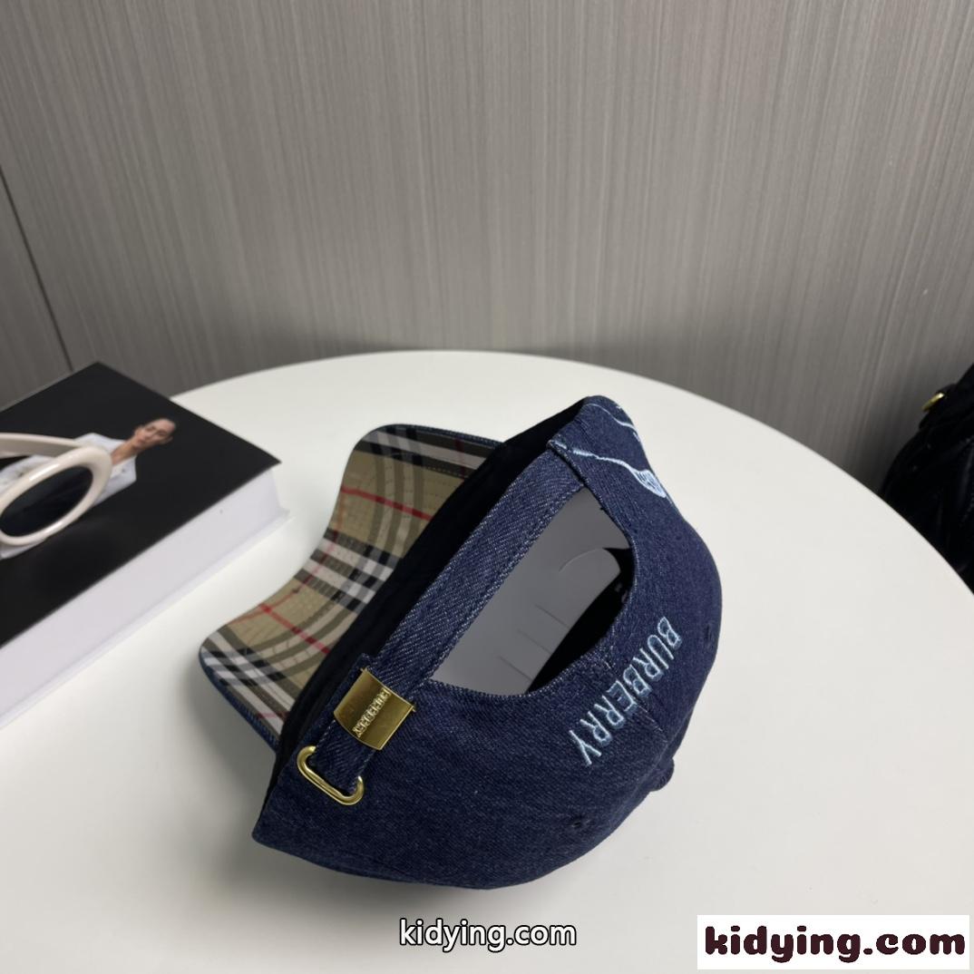 定番 デニム ベースボールキャップ バーバリー キャップ 偽物 ダークブルー-0