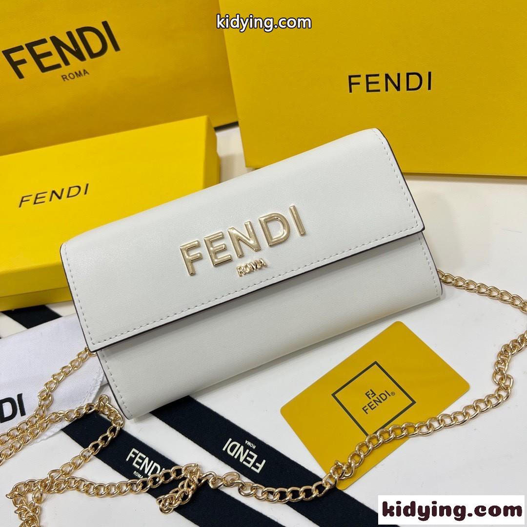 FENDI ROMAコンチネンタル財布 チェーン付きフェンディ 財布 人気 コピー ウォレット ホワイト-0