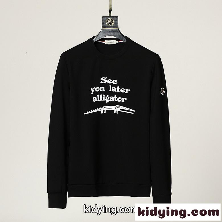 定番 英字 プリント カジュアル オシャレ モンクレール 長袖tシャツ コピー クルーネック トップス ホワイト ブラック-2