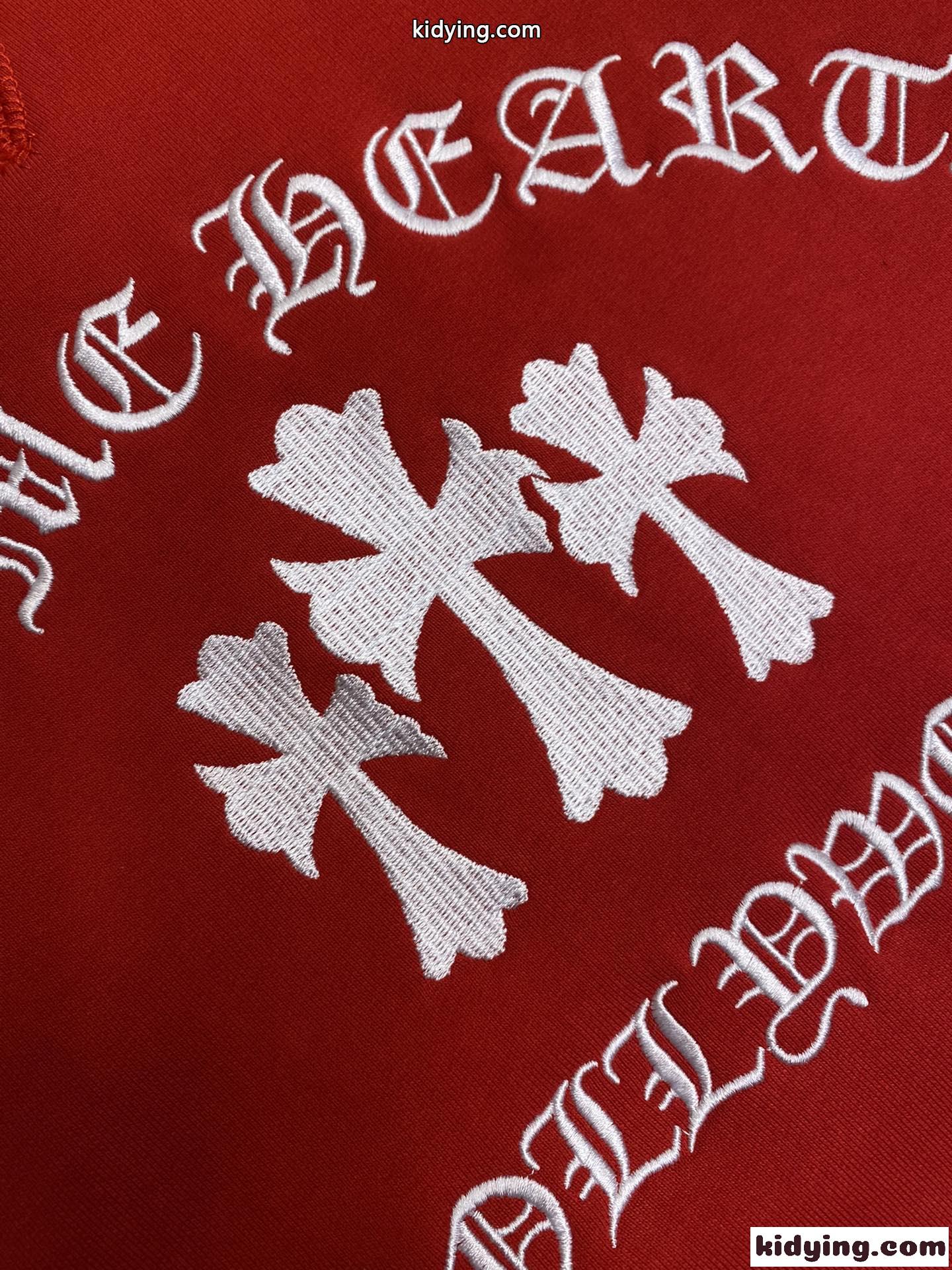 飽きのこない ロゴ 刺繍 クルーネック スウェットシャツ クロムハーツ Tシャツ コピー レッド-3