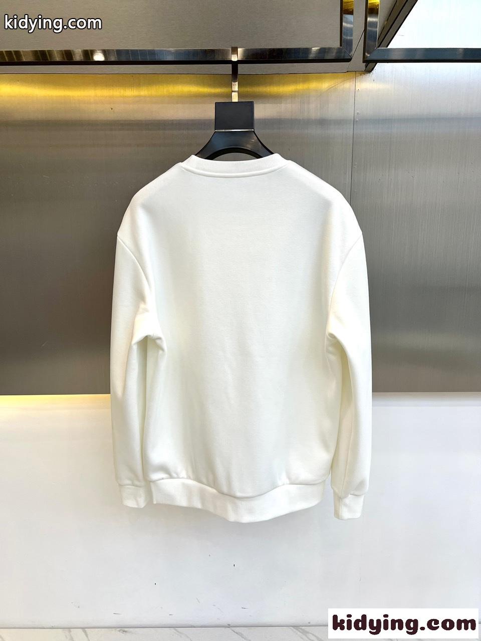 ロゴ刺繍 コットン  スウェットシャツ ロエベ Tシャツ コピー クルーネック ホワイト-4