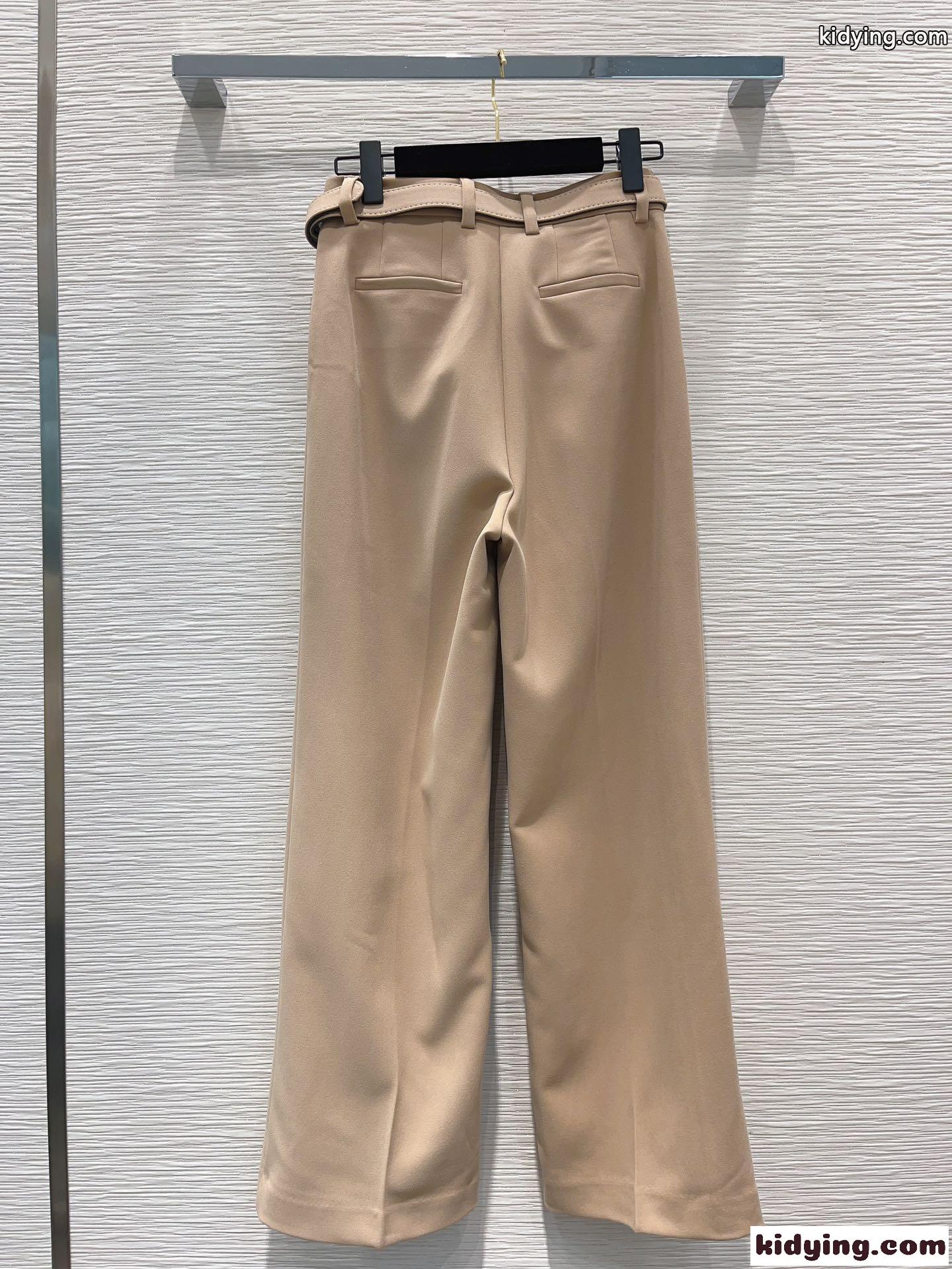 シンプル 高級感 ミッドライズ ワイドパンツ ミュウミュウ パンツ コピー レディース-4