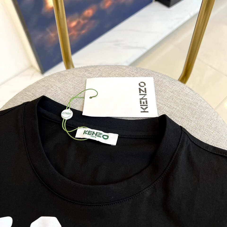 KENZO RUE VIVIENNE プリント クルーネック ケンゾー Tシャツ コピー ブラック-1