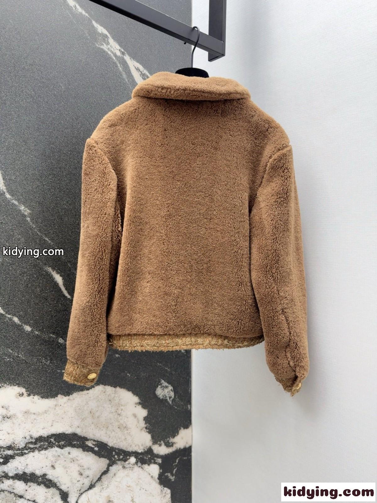 セリーヌ ジャケット 偽物 上品 可愛い ふわふわ テディボア ショートジャケット ブラウン-4