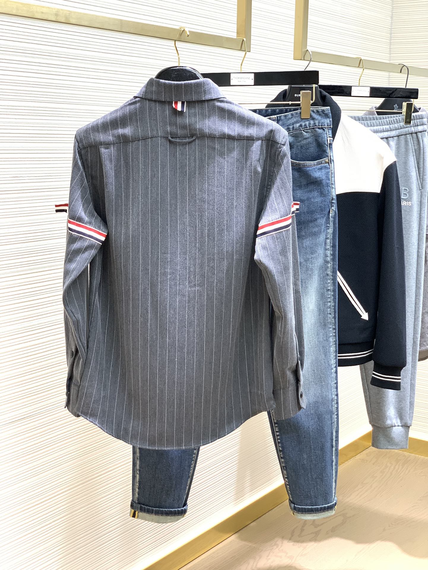 カジュアル ストライプ トムブラウン シャツ コピー ロングスリーブシャツ-4