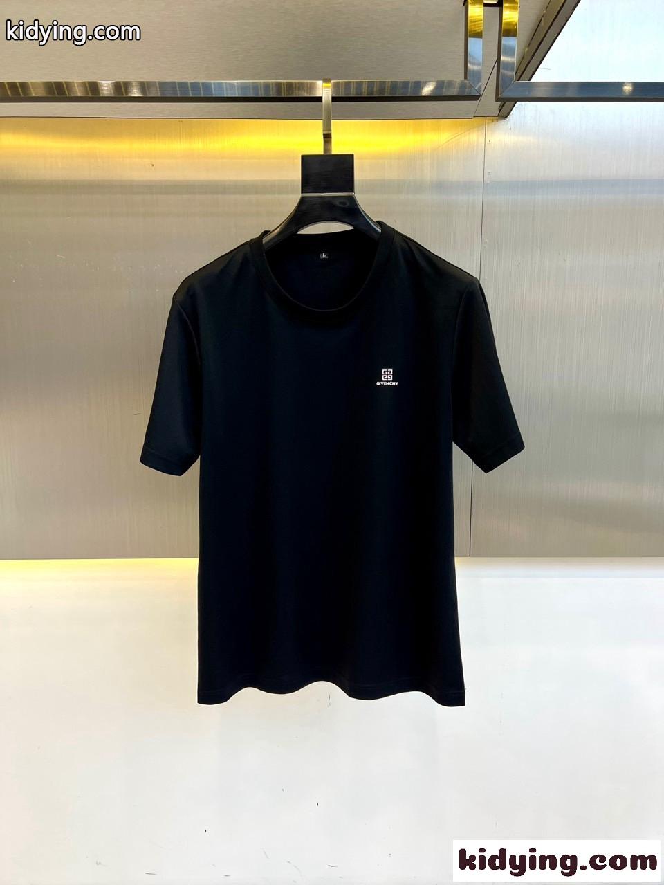 シンプル ロゴ クルーネック 半袖Tシャツ ジバンシィ Tシャツ 偽物 ブラック-0