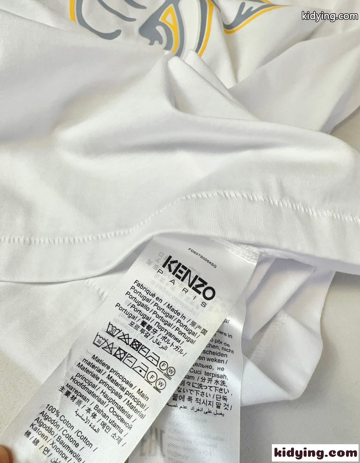 人気 クルーネック プリント ケンゾー Tシャツ コピー ユニセックス コットン ホワイト-4