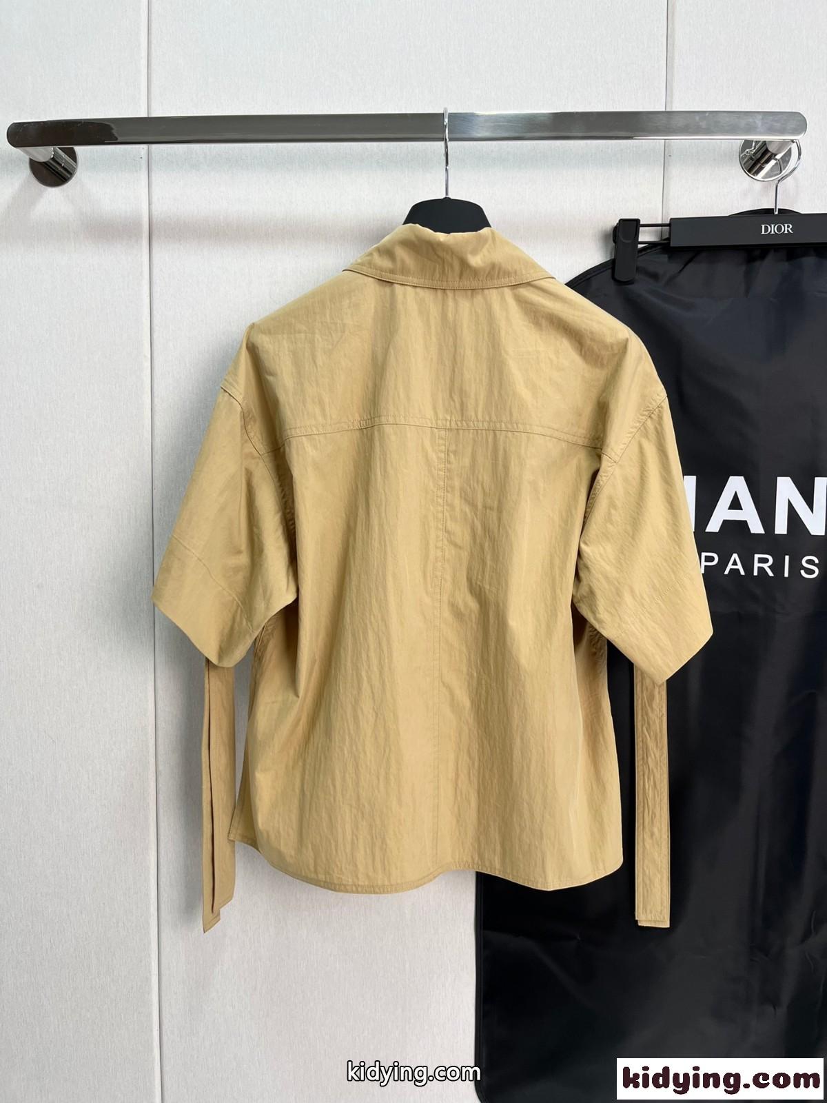 クロップド ワークウェア シャツ ロエベ シャツ コピー レディース 半袖 トップス-4