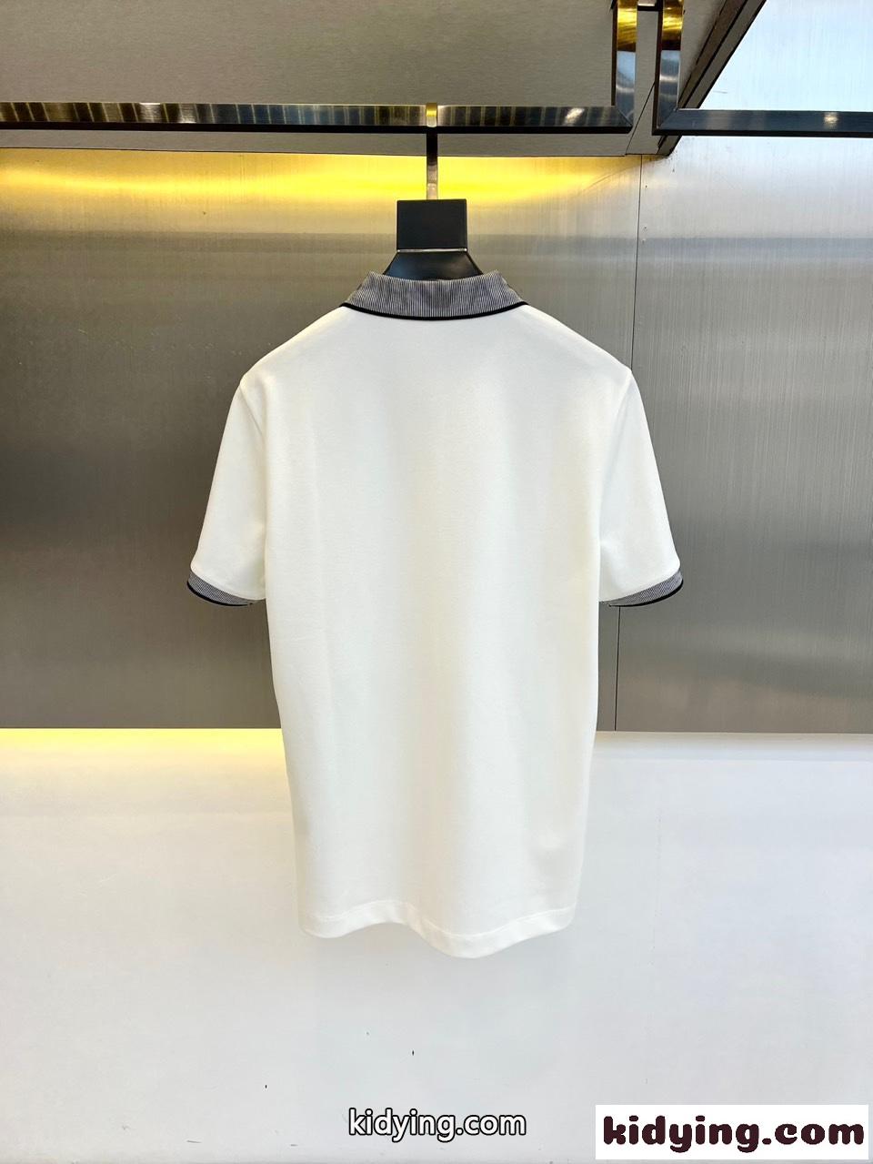 カジュアル コットンピケ 半袖 ポロシャツ アルマーニ Tシャツ コピー ホワイト-3