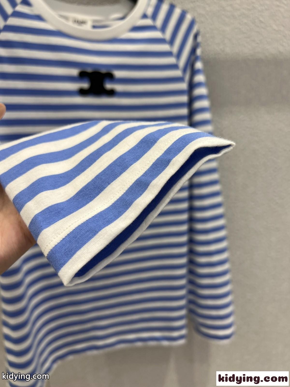 カジュアル ボーダー 長袖Tシャツ セリーヌ Tシャツ 偽物 コットン-3