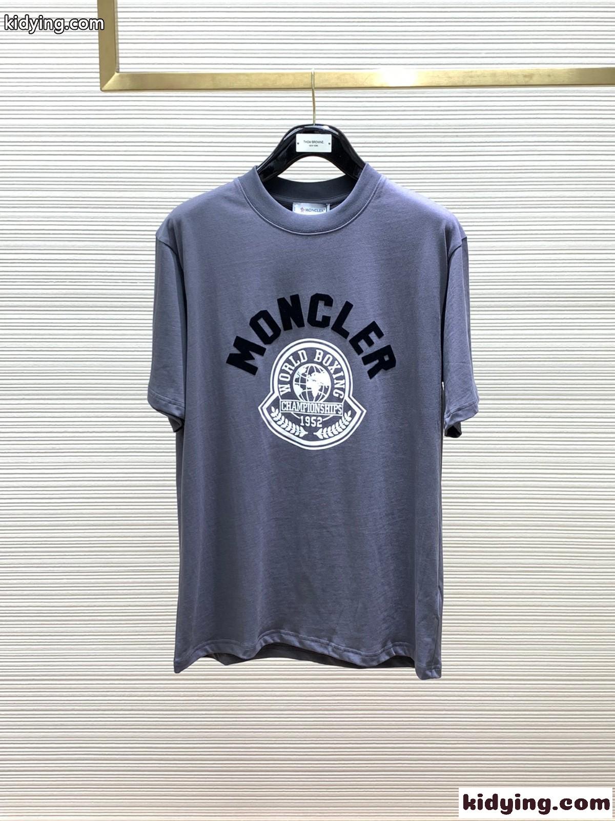 カジュアル ロゴ クルーネック 半袖Tシャツ モンクレール Tシャツ コピー グレー-0