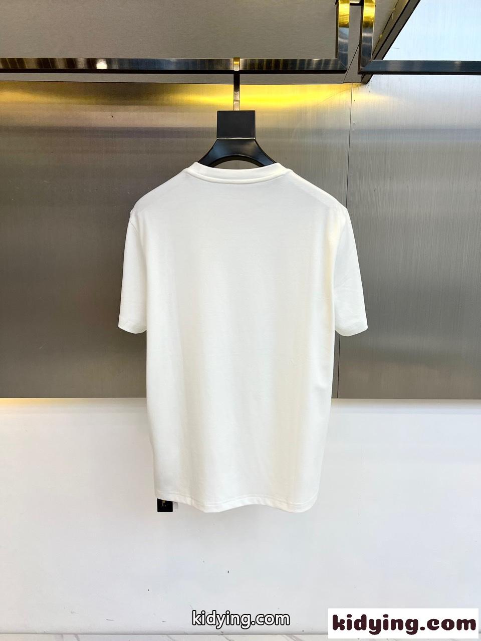 シンプル クルーネック 半袖Tシャツ ロエベ Tシャツ 偽物 ロゴ入り ホワイト-3