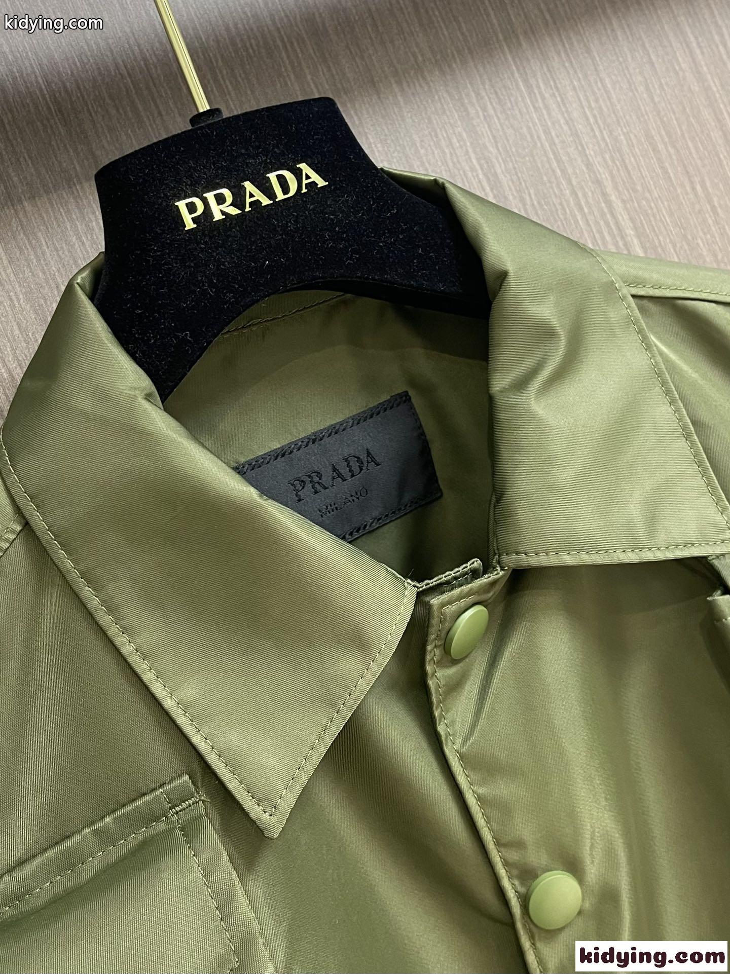 24SS カジュアル 長袖 Re-Nylon シャツ プラダ シャツ コピー グリーン-4