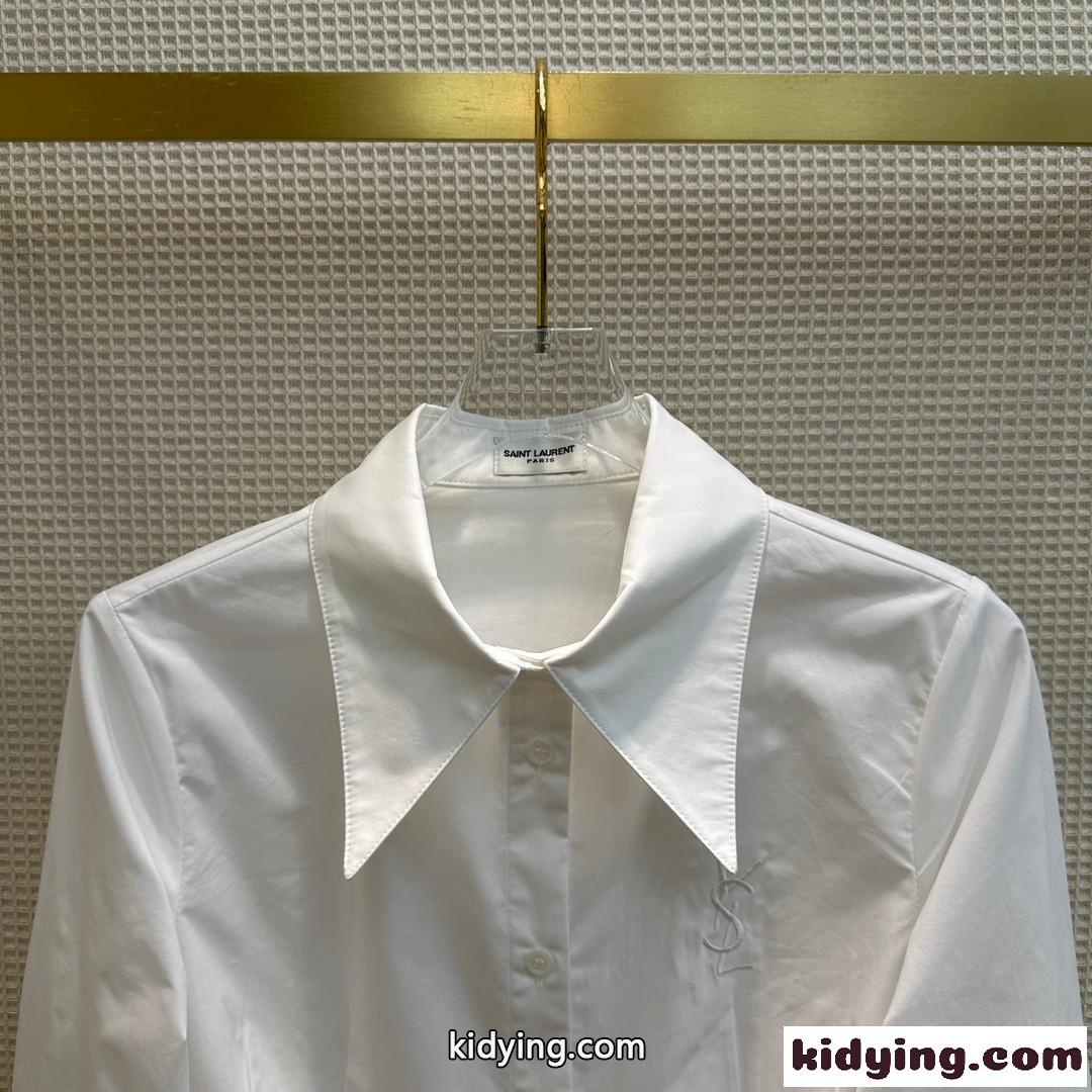洗練された 上品 ロゴ 刺繍 イヴ・サンローラン シャツ コピー レディース エレガント-0