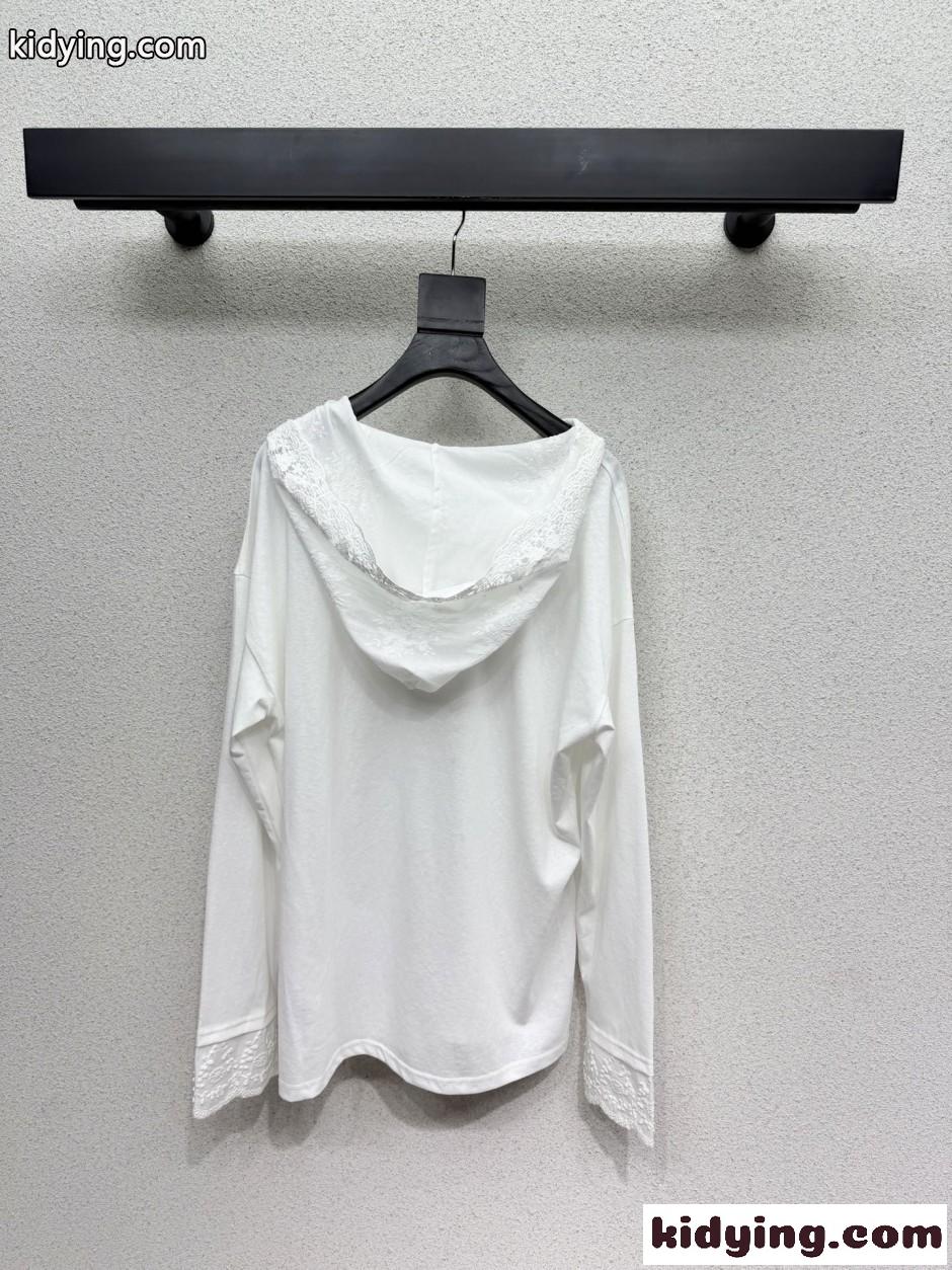 カジュアル フード付き プルオーバー ミュウミュウ Tシャツ コピー ホワイト-4
