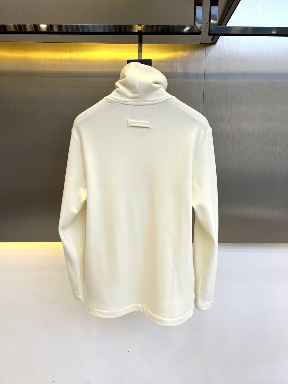 シンプル ハイネック 長袖Tシャツ エルメネジルド・ゼニア Tシャツ コピー ホワイト-4
