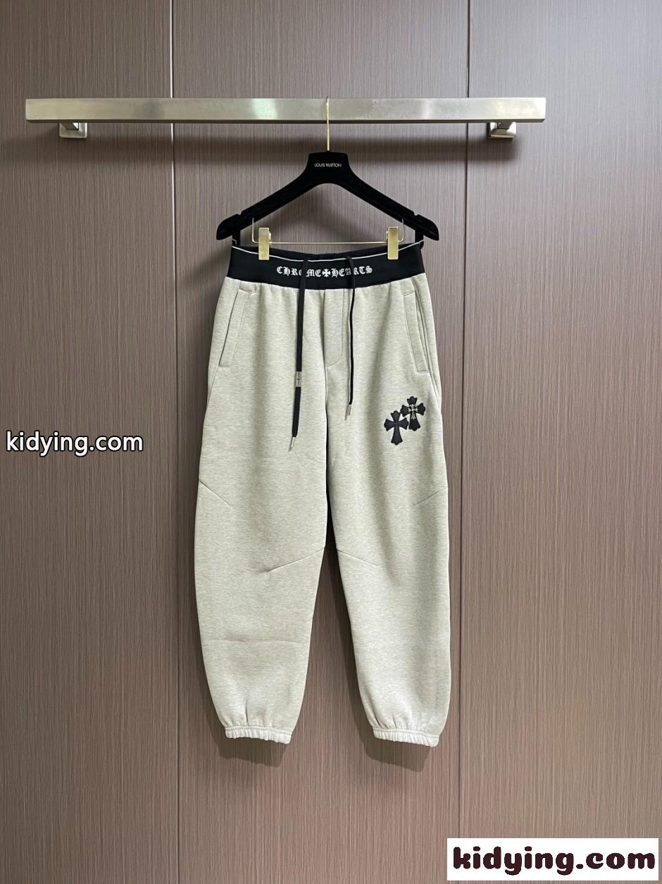 ロゴウエストバンド クロスパッチ スウェットパンツ クロムハーツ パンツ 偽物 ライトグレー-0