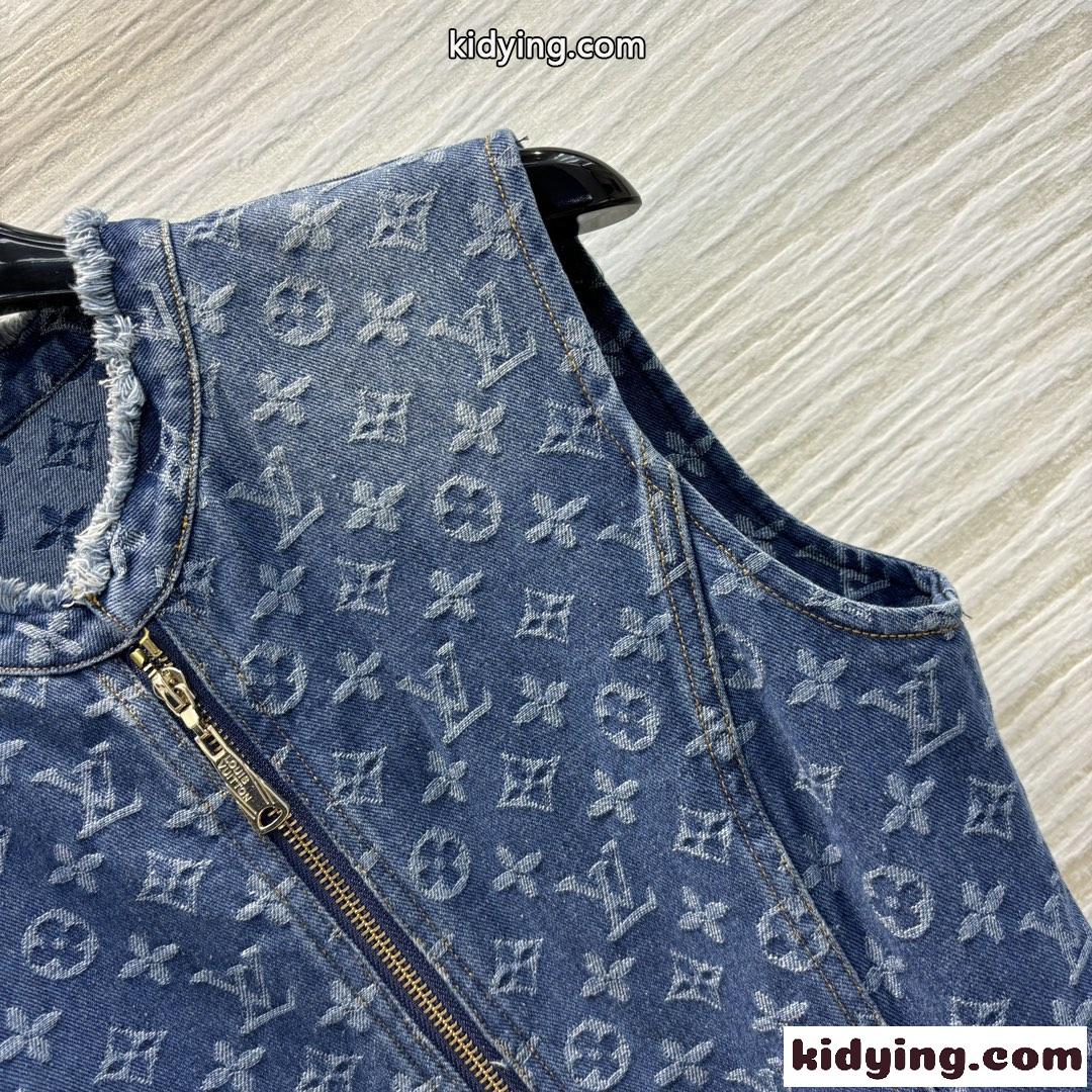 LV x ACモノグラムドレス ルイヴィトン ワンピース コピー デニム ノースリーブ-1
