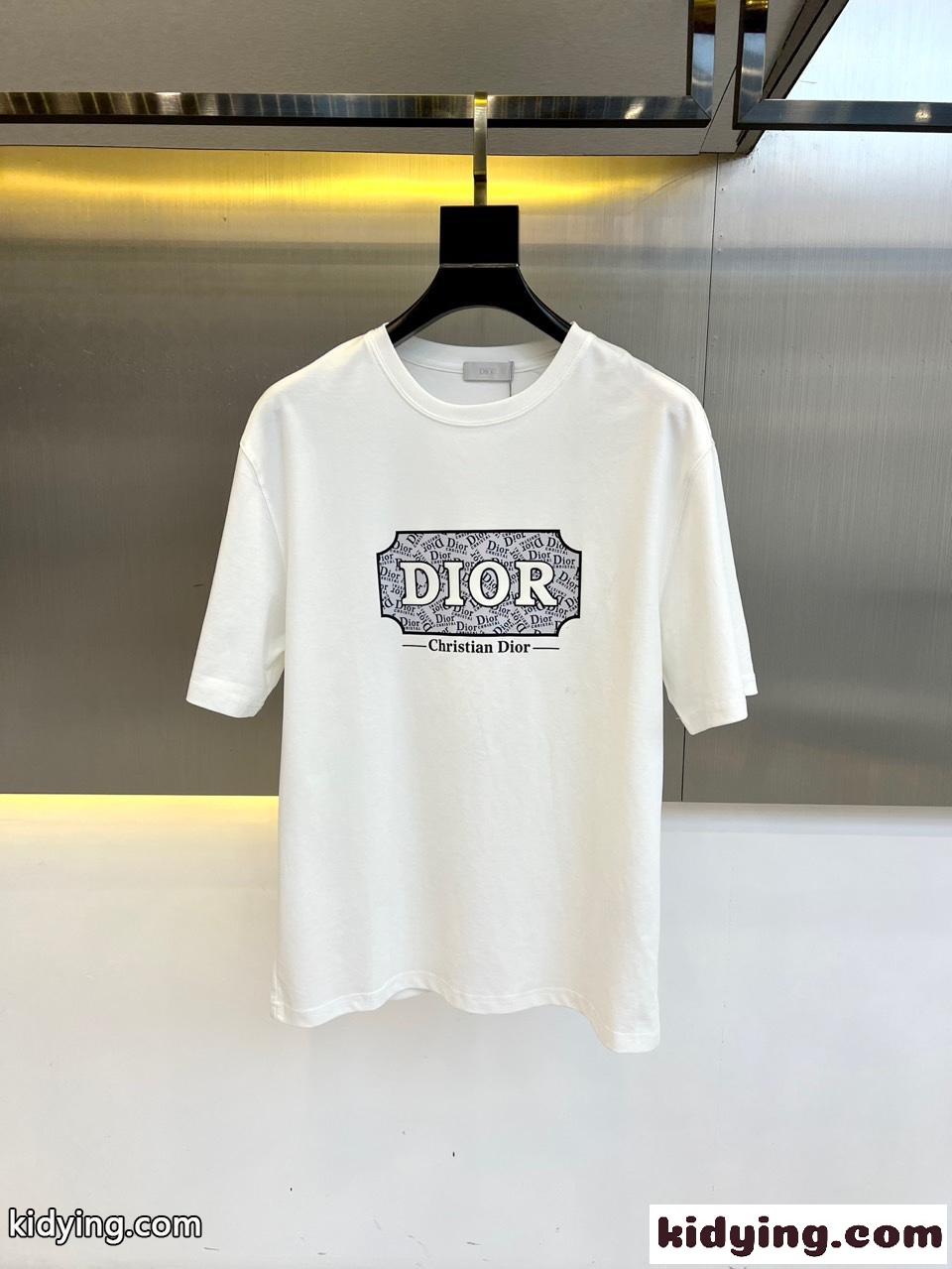 シンプル おしゃれ ロゴTシャツ クリスチャン・ディオール Tシャツ 偽物 コットン ホワイト-0