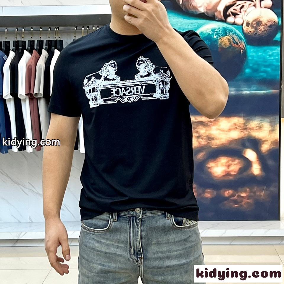 ヴェルサーチェ カルトゥーシュ 半袖Tシャツ ヴェルサーチェ Tシャツ コピー ブラック-2