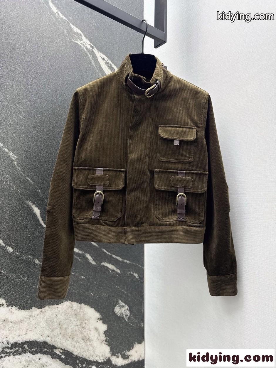 コーデュロイ  ショート丈ジャケット ラルフローレン ジャケット 偽物 グリーン-2