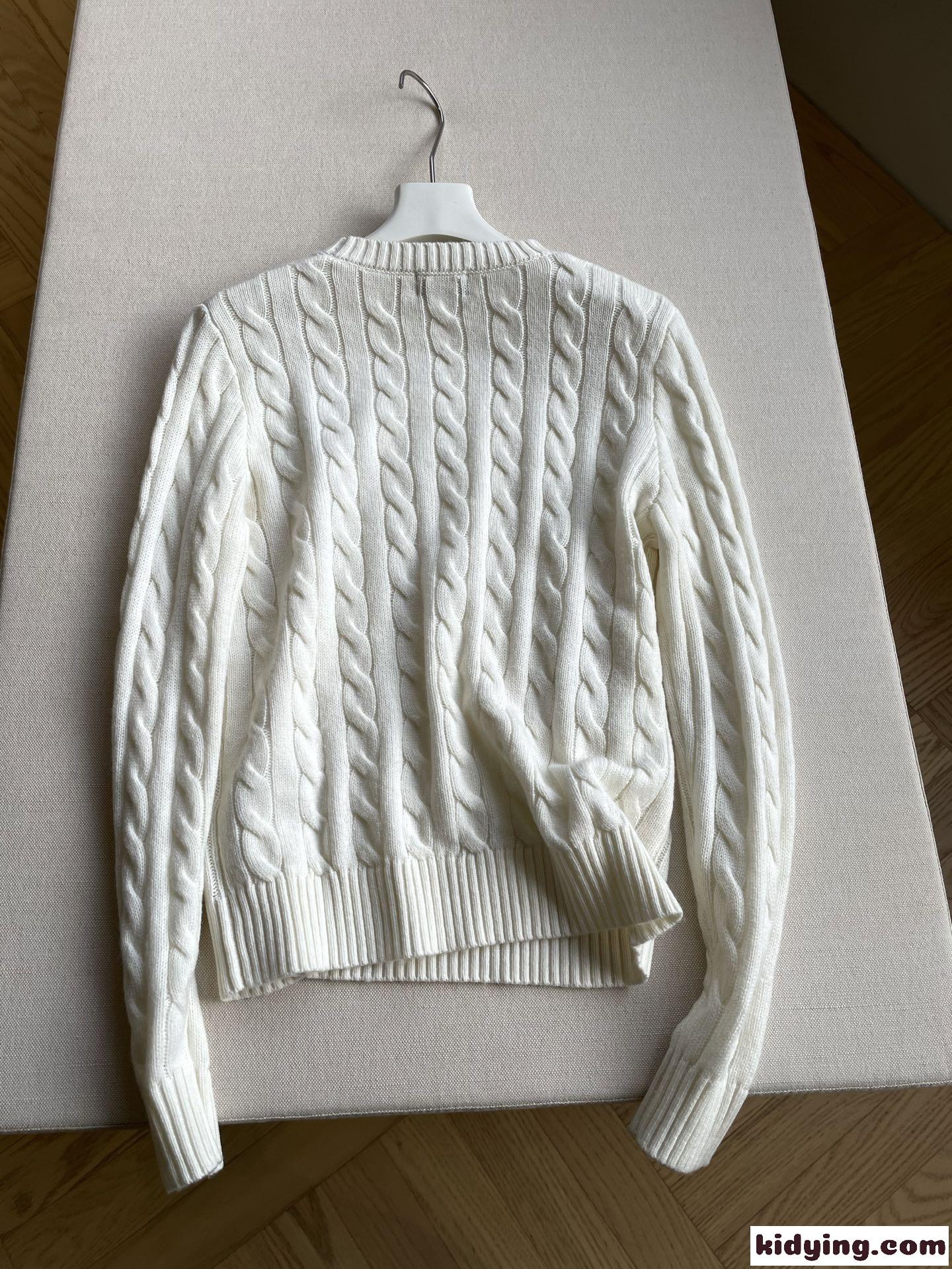 不動の人気 ロゴ刺繍 ケーブル編み ラルフローレン セーター 偽物 クルーネック ホワイト-5