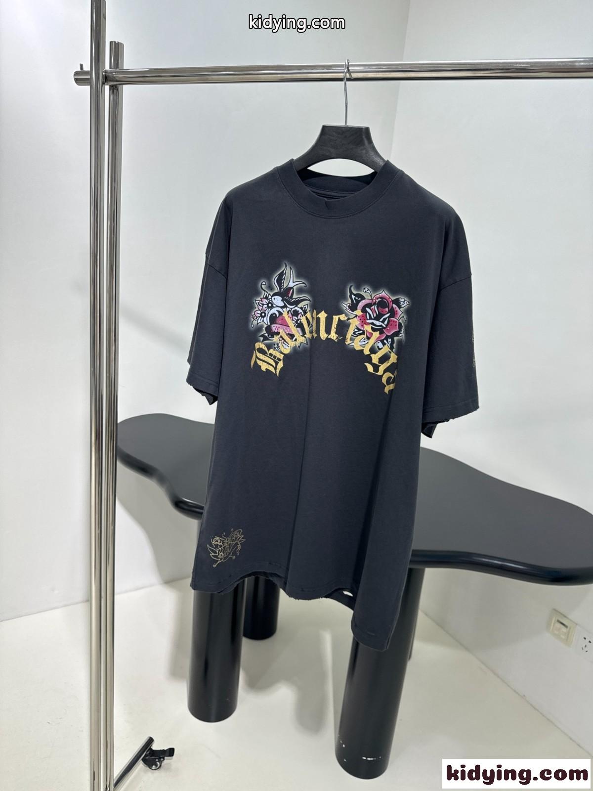 オーバーサイズ バレンシアガ TACKY TATTOO Tシャツ コピー ブラック-0