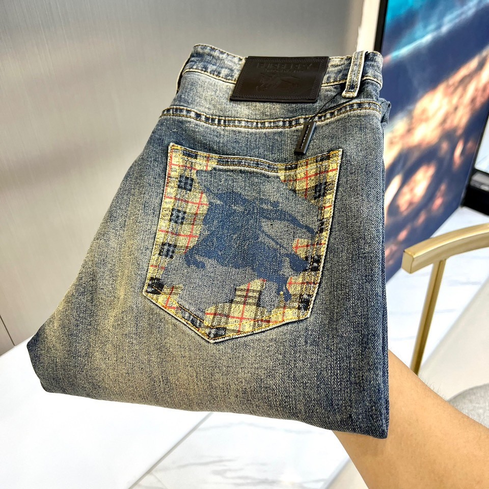 カジュアル ストレッチ デニムパンツ バーバリー ジーンズ コピー メンズ-2
