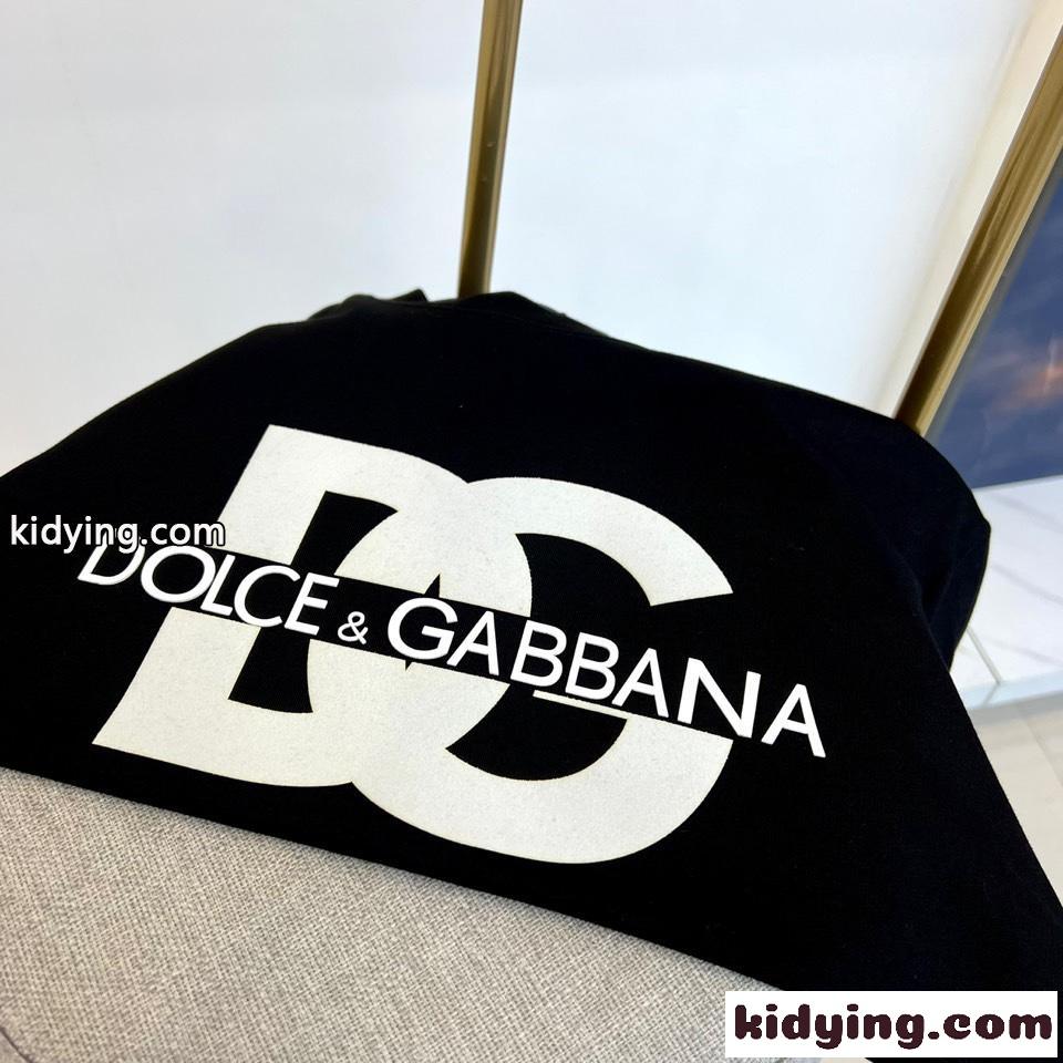 大人気 ロゴプリント クルーネック ドルチェ&ガッバーナ 半袖Tシャツ コピー ブラック-1