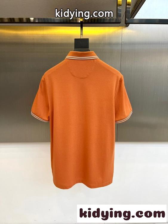 サルヴァトーレ・フェラガモ Tシャツ 偽物 洗練された ストレッチ ポロシャツ オレンジ-3