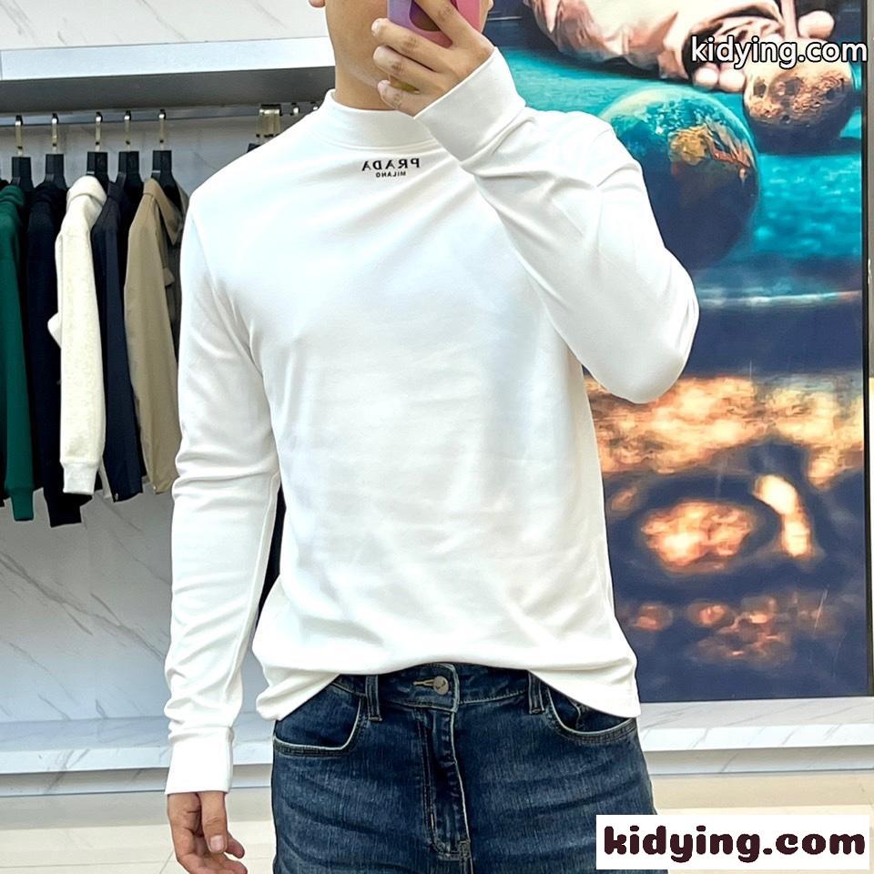 プラダ Tシャツ 偽物 ベーシック 上品 合わせやすい 長袖Tシャツ ホワイト-1
